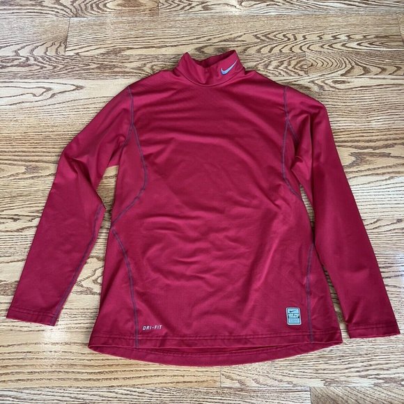 Nike Pro Combat Men's Compression Dri Fit Long Sleeve Shirt Red Size M - Picture 1 of 6